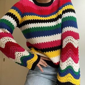 Alice + Olivia Stripe Crochet Sweater
